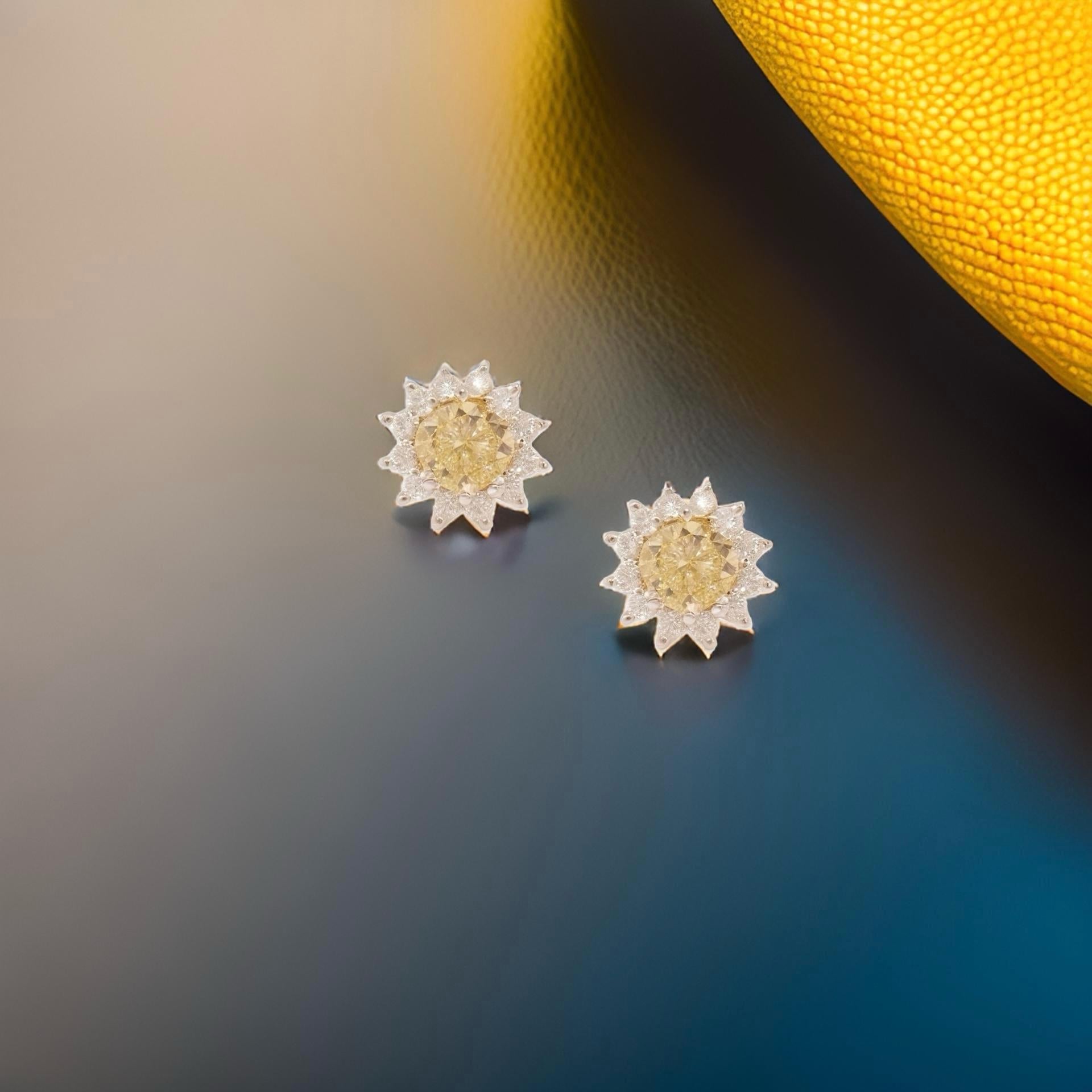 Boucles d'oreilles saphir naturel et diamant en or jaune 14k 2 TCW Certified en vente 3