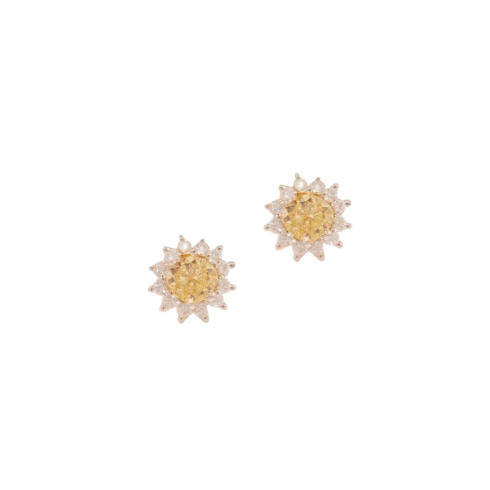 Boucles d'oreilles saphir naturel et diamant en or jaune 14k 2 TCW Certified en vente 4