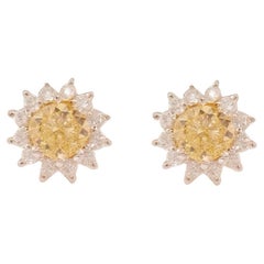 Natural Sapphire Diamond Stud Earrings 14k Yellow Gold 2 TCW Certified