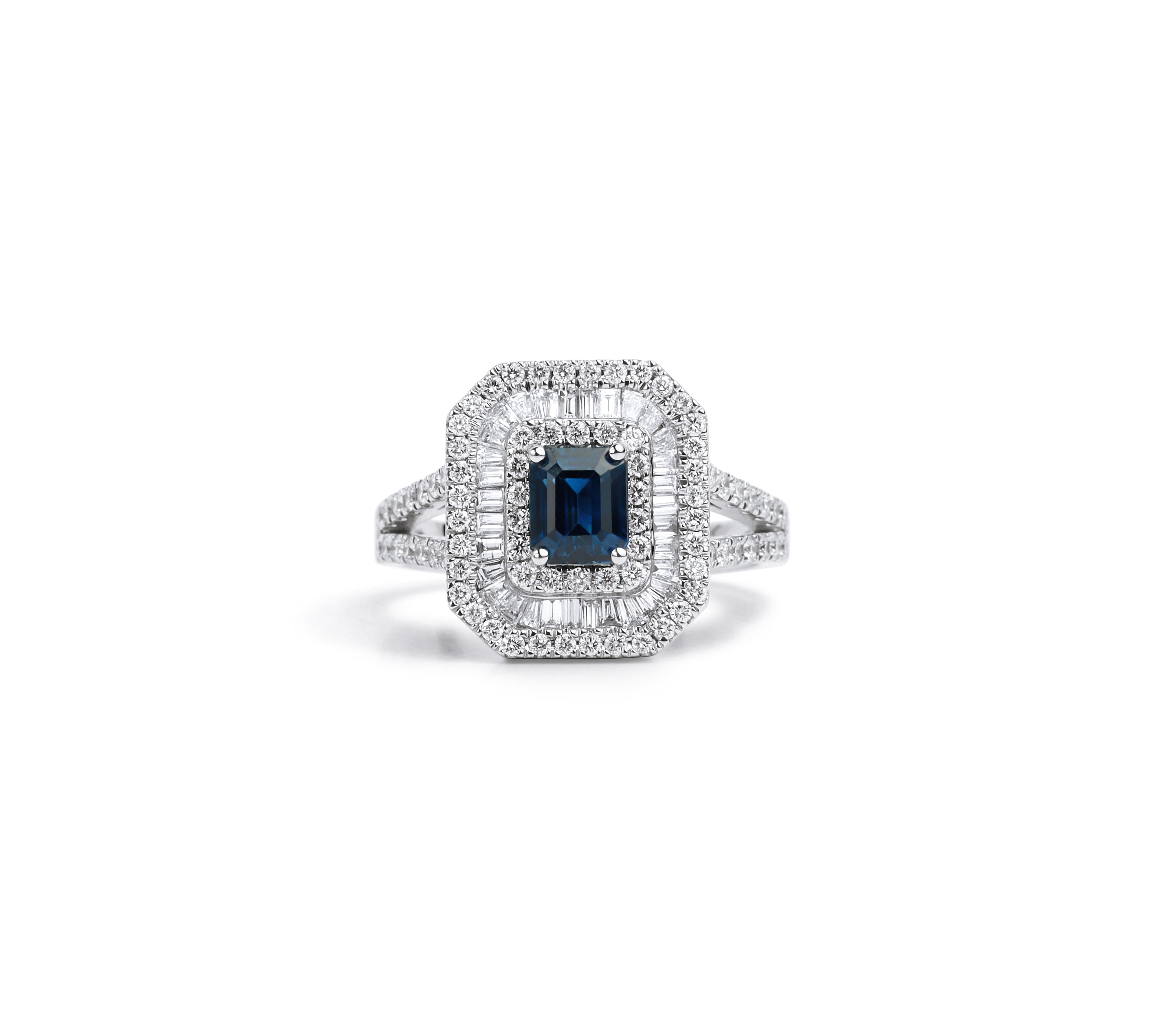 Natural Sapphire Diamond Triple Halo Cocktail Engagement Ring in 18k White Gold

Available in 18k white gold.

Same design can be made also with other custom gemstones per request.

Product details:

- Solid gold

- Diamond - approx. 1.04 carat

-