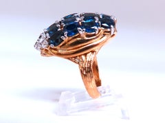 Natural Sapphire Diamonds Cluster Dome Ring Vintage Revisit Prime 14Kt 12438*