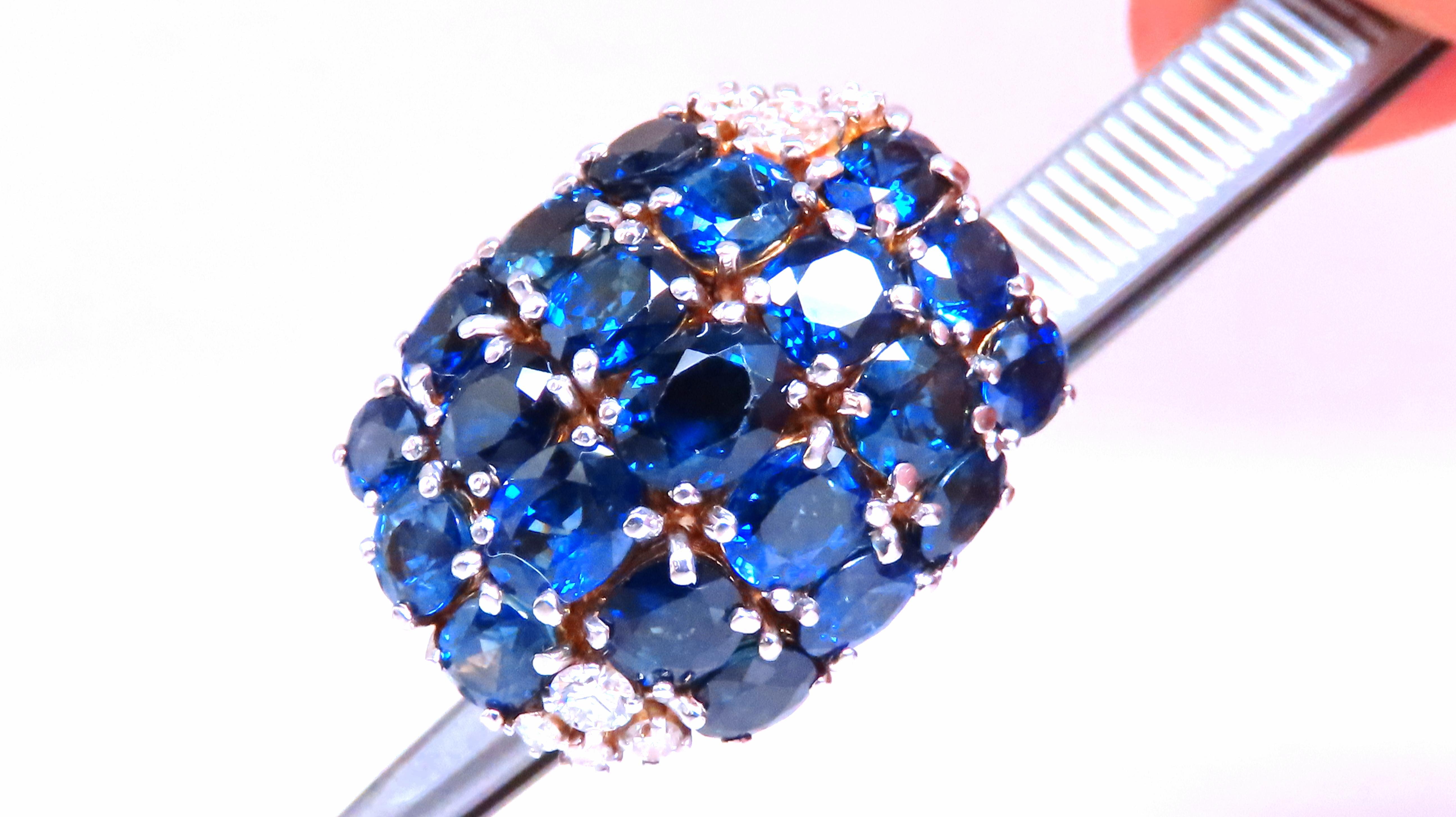 Oval Cut Natural Sapphire Diamonds Cluster Dome Ring Vintage Revisit Prime 14Kt 12438 For Sale