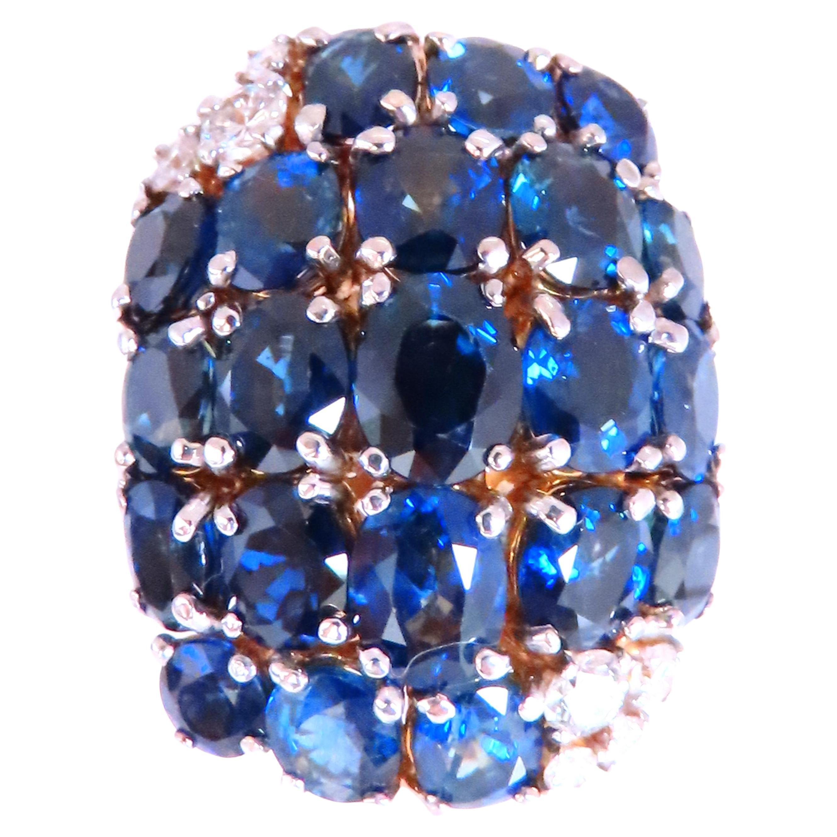 Natürlicher Saphir Diamanten Cluster Dome Ring Vintage Revisit Prime 14Kt 12438