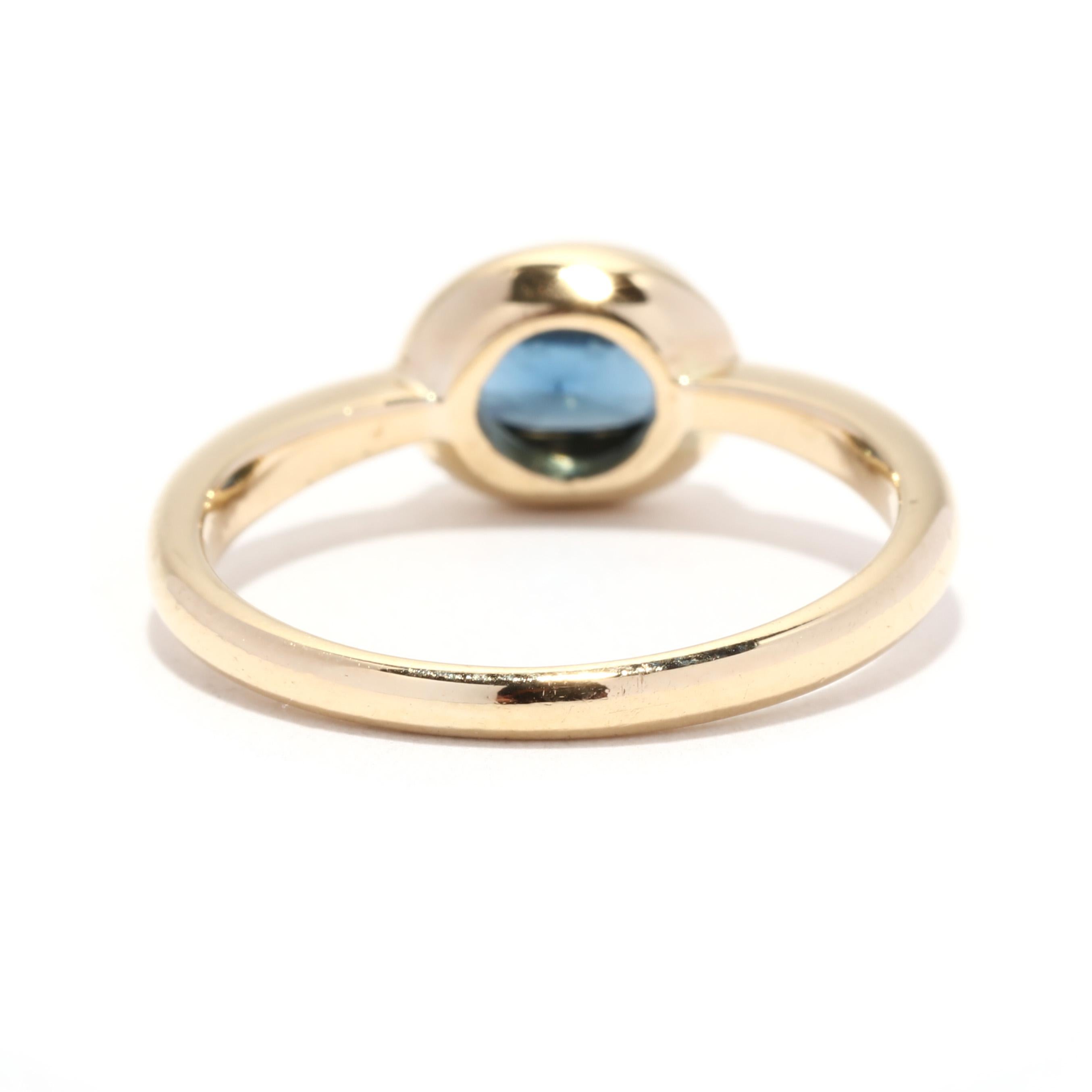 Oval Cut Natural Sapphire Engagement Ring, 18KT Yellow Gold, Ring
