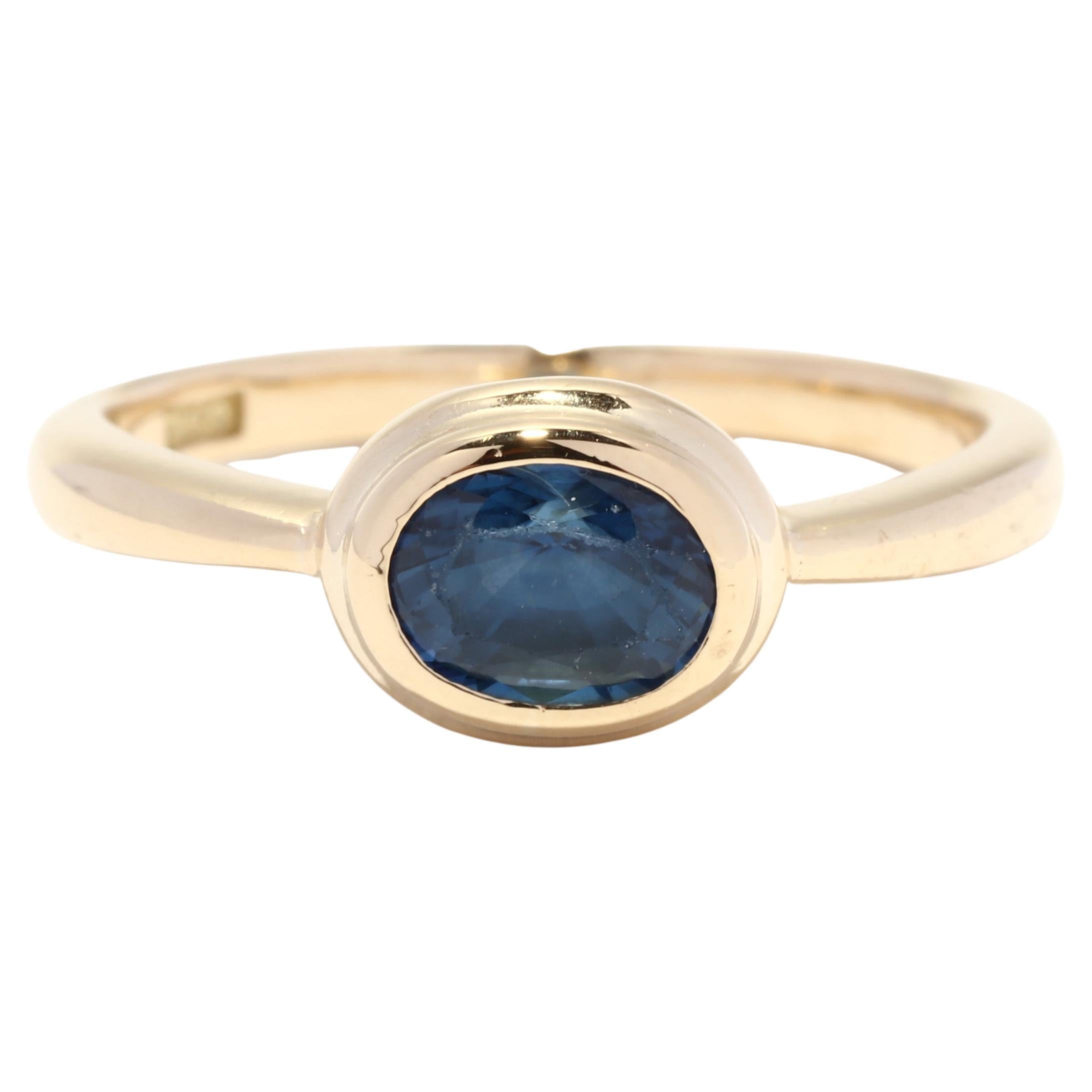 Natural Sapphire Engagement Ring, 18KT Yellow Gold, Ring