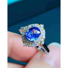 Verlobungsring mit natürlichem Saphir, - Antiker Saphir