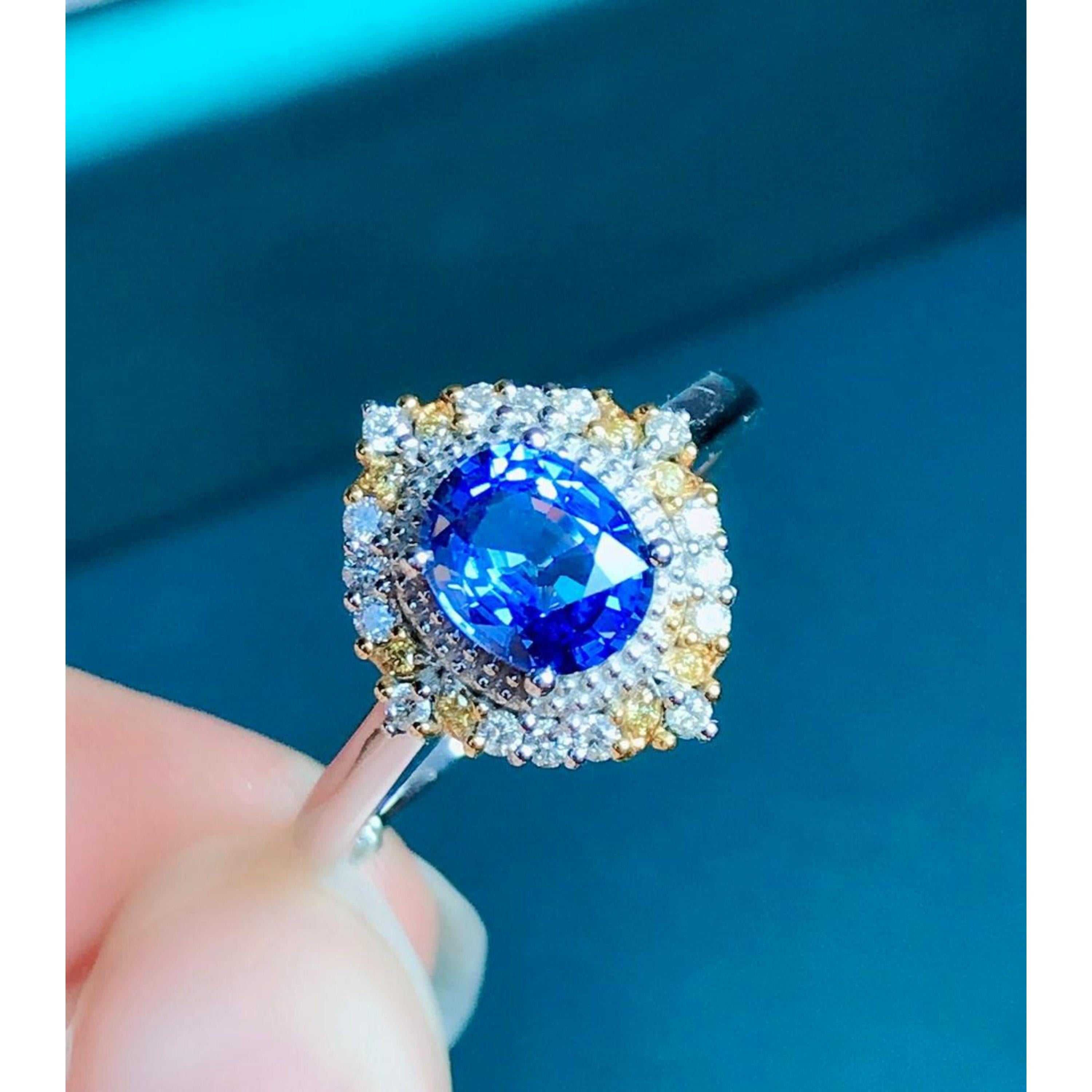 For Sale:  Natural Sapphire Engagement Ring, - Antique Sapphire Wedding Ring 4