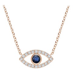 Ciondolo con zaffiro naturale e diamante in oro rosa 14K da 2,5 mm