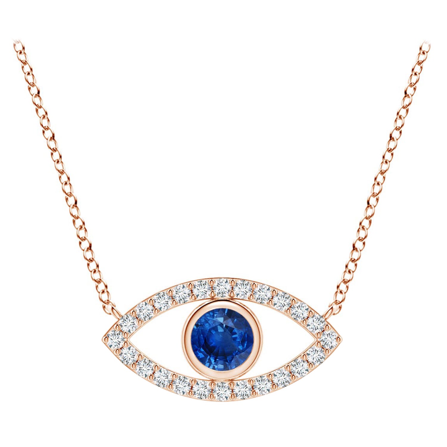 Ciondolo con zaffiro naturale e diamante in oro rosa 14K da 3,5 mm
