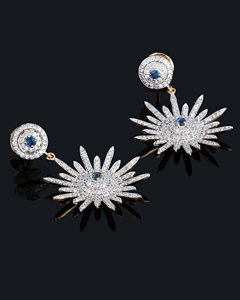Natural Sapphire  Gold Earrings in 14K In New Condition For Sale In jaipur, IN