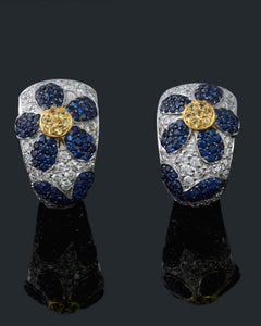 18K White Gold Sapphire Stud Earrings, 2.53ct Gemstone