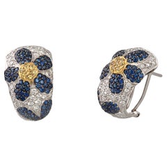 Natural Sapphire Gold Stud Earrings in 18K