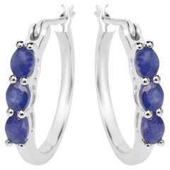 Ohrringe mit natürlichem Saphir 1,3 Karat Sterling Silber