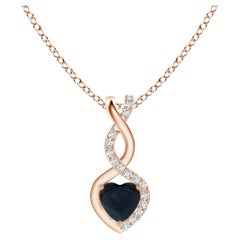 Natürlicher Saphir Unendlichkeitsherz-Anhänger mit Diamanten aus 18 Karat Roségold