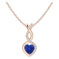 Natürlicher Saphir Unendlichkeitsherz-Herz-Anhänger mit Diamanten in Roségold 4mm