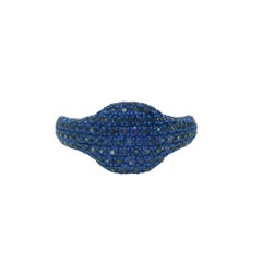 Natural Sapphire Pave 14-Karat Pinky Ring In Stock