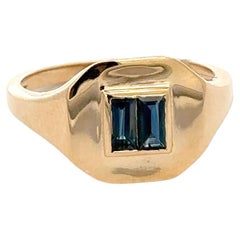 Natural Sapphire Pinky Ring, 14kt Solid Yellow Gold Sapphire Signet Ring