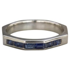 Natural Sapphire Platinum Channel Set Wedding Band