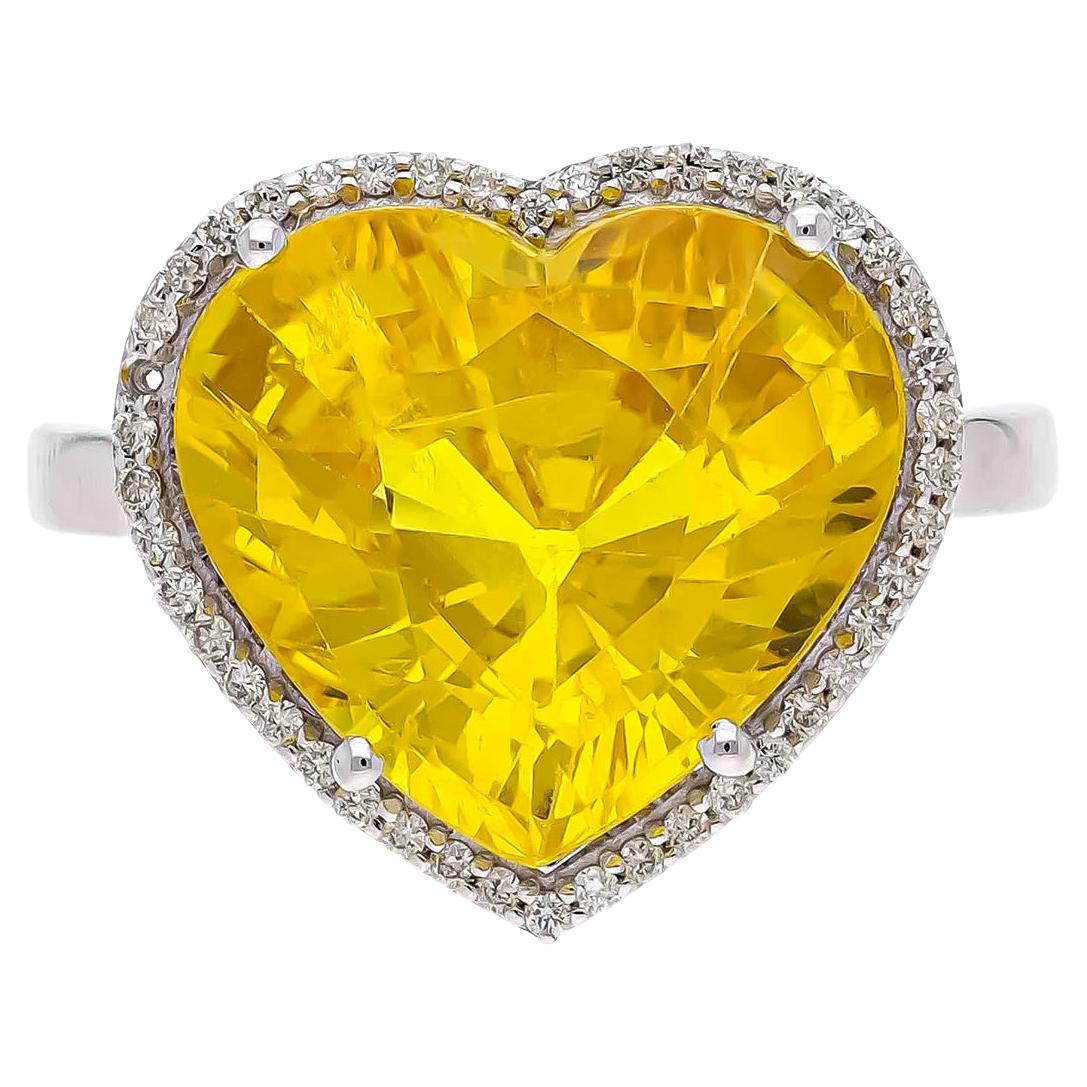 Bague en or 18 carats avec saphir naturel et diamant 0,17 carat et saphir 9,90 carats 