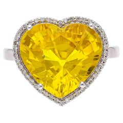 Bague en or 18 carats avec saphir naturel et diamant 0,17 carat et saphir 9,90 carats 