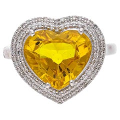 Bague en or 18 carats avec saphir naturel avec diamant de 0,30 carat et saphir de 6,95 carats