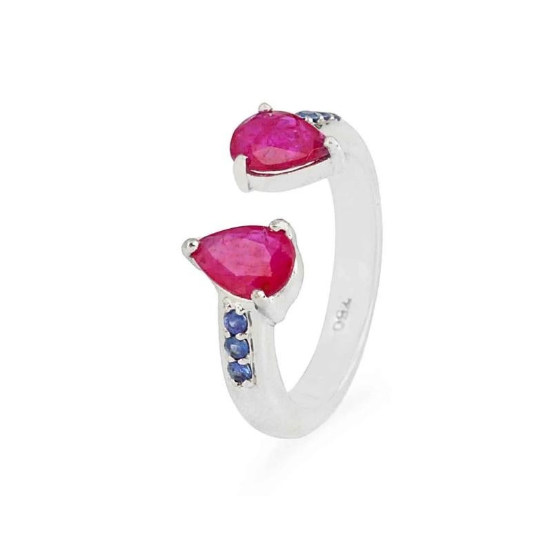 Natural Sapphire & Ruby Ring 18K gold For Sale 3
