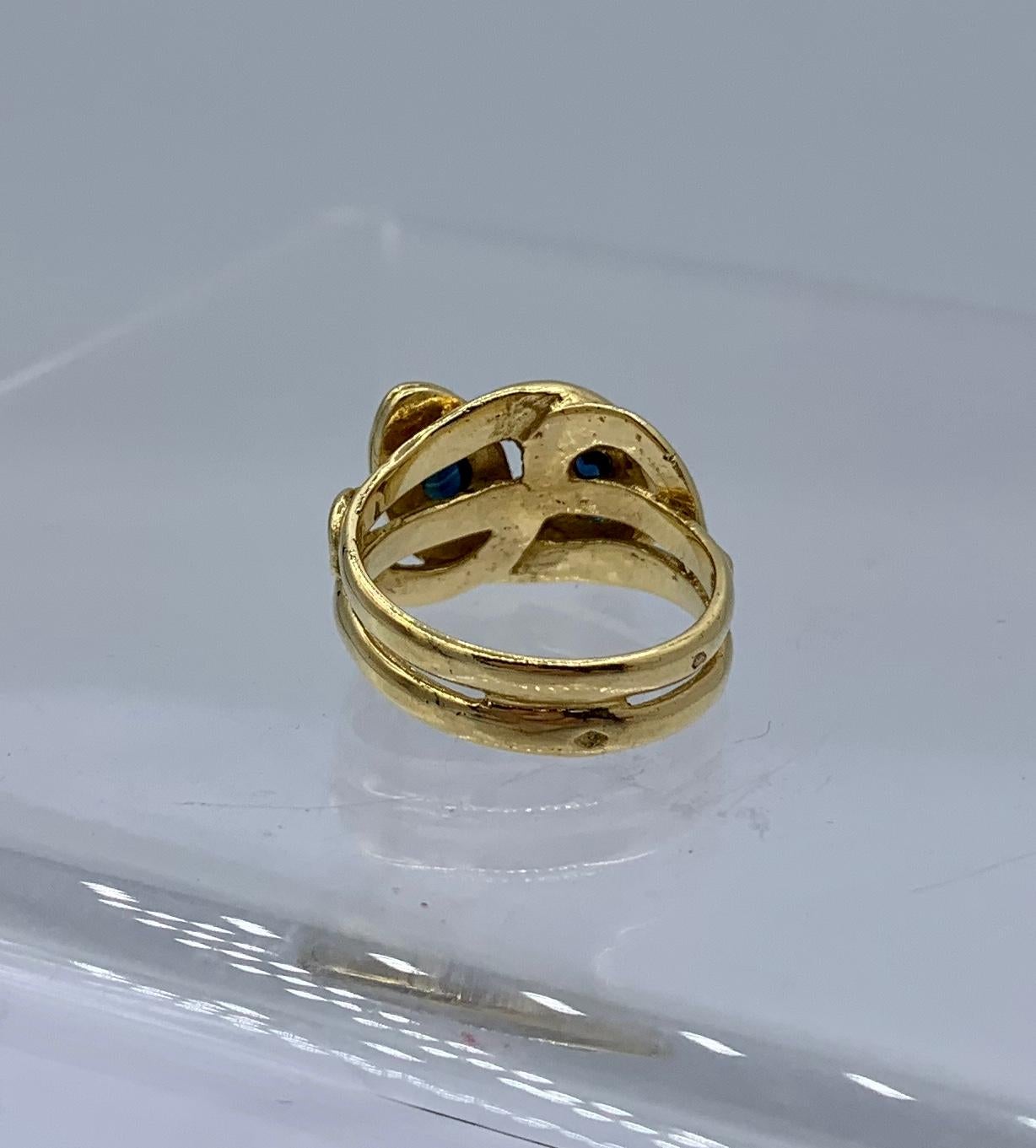 Natural Sapphire Snake Ring Antique Victorian French 18 Karat Gold For Sale 7