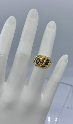 Natural Sapphire Snake Ring Antique Victorian French 18 Karat Gold