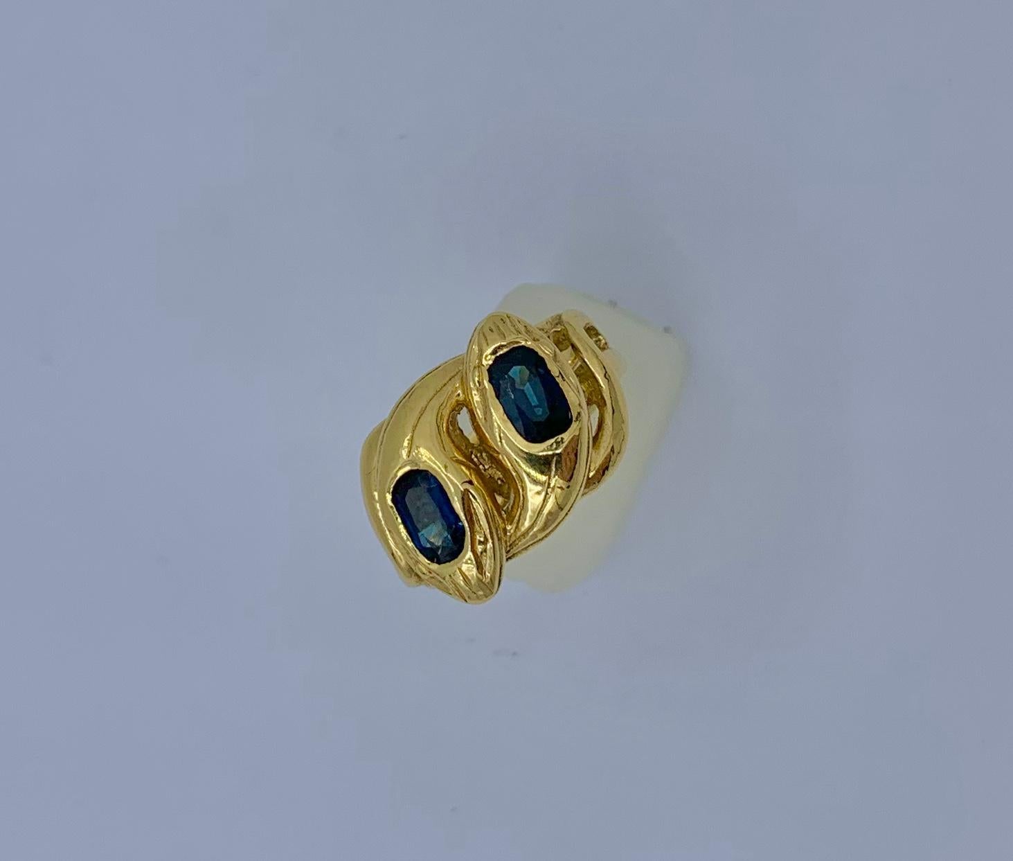 Women's or Men's Natural Sapphire Snake Ring Antique Victorian French 18 Karat Gold For Sale