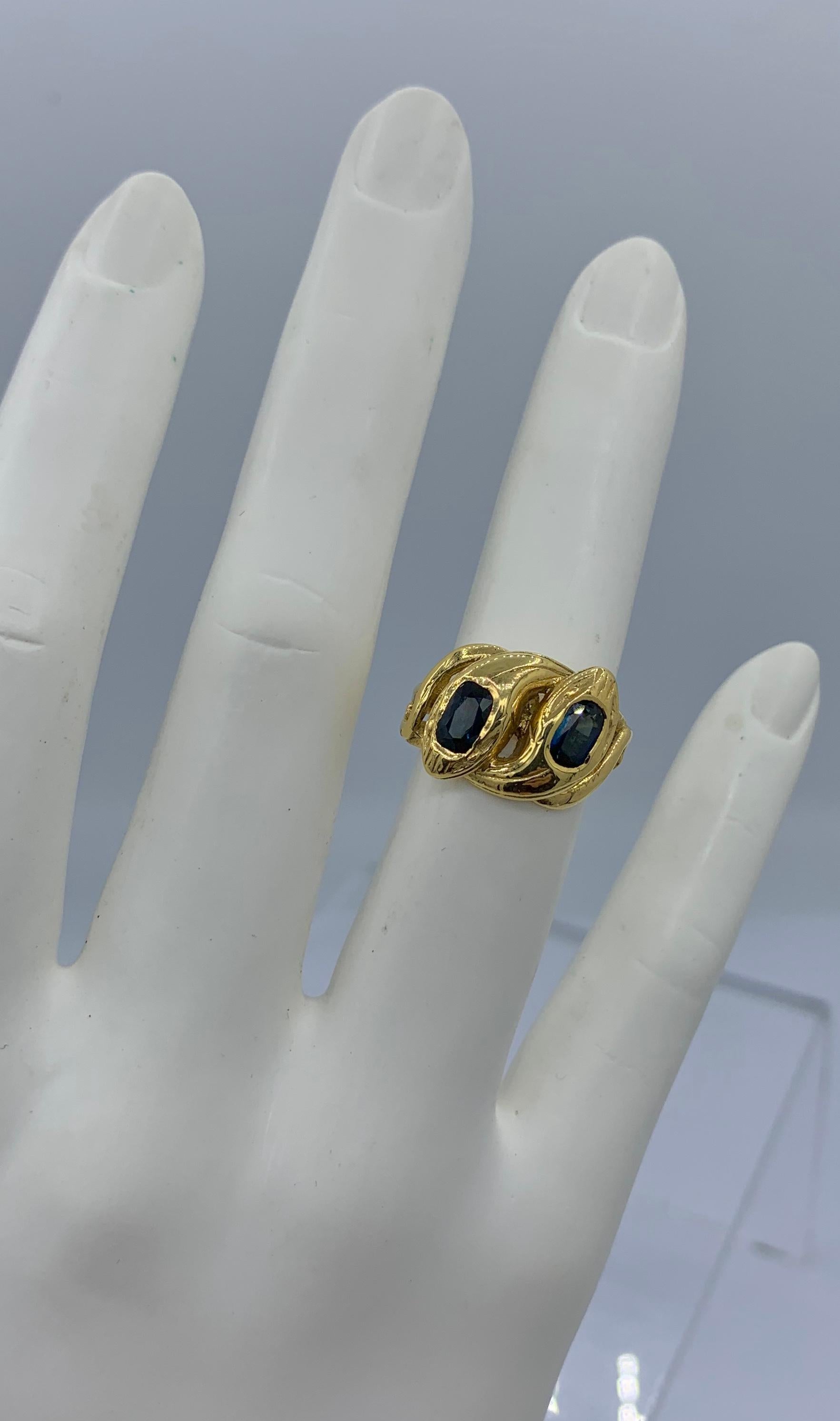 Natural Sapphire Snake Ring Antique Victorian French 18 Karat Gold For Sale 4
