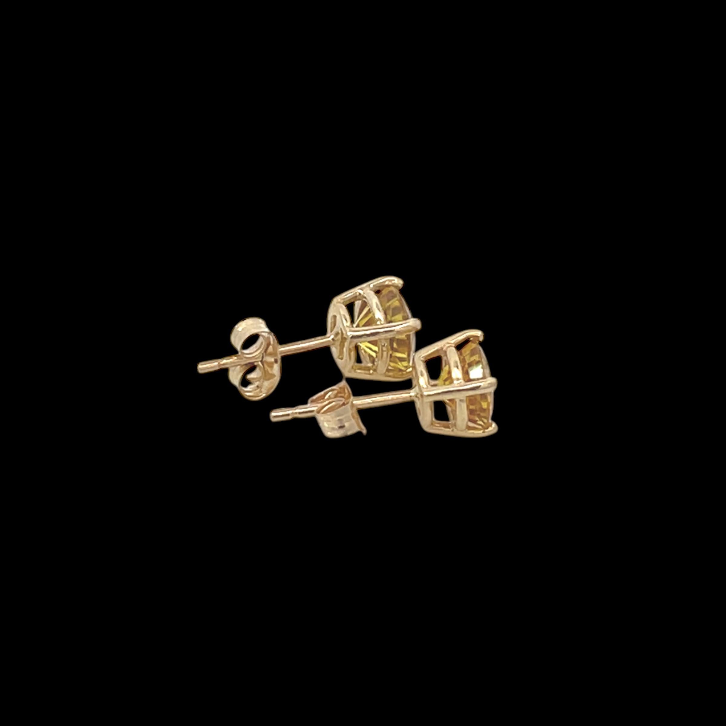 Natural Sapphire Stud Earrings 14k Yellow Gold 1.7 TCW Certified For Sale 7