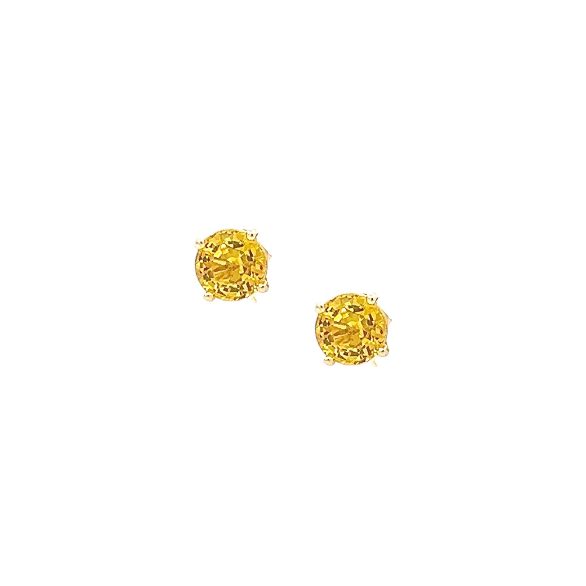 Women's Natural Sapphire Stud Earrings 14k Yellow Gold 1.7 TCW Certified For Sale