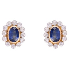 Natural Sapphire Stud Earrings in 18K