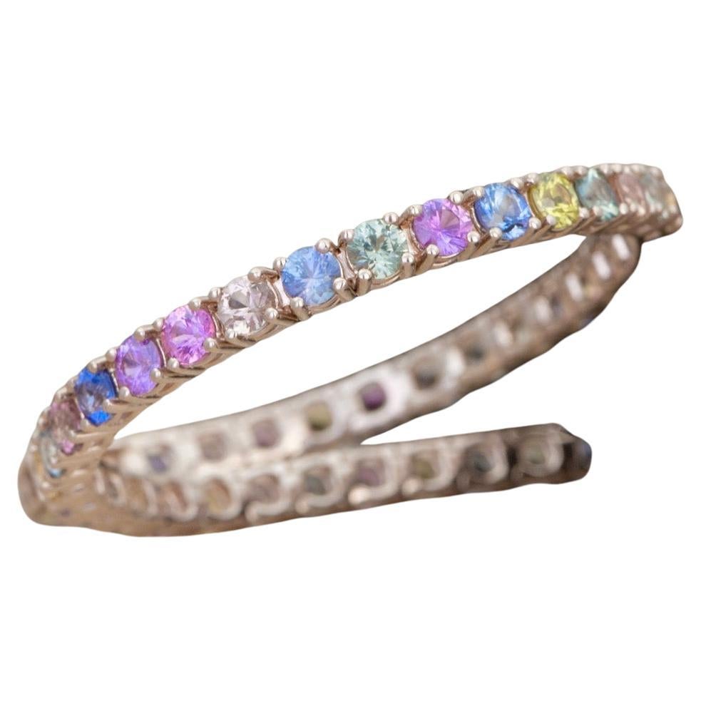 Contemporary Natural Burmese Sapphire Tennis Bracelet Gold For Sale