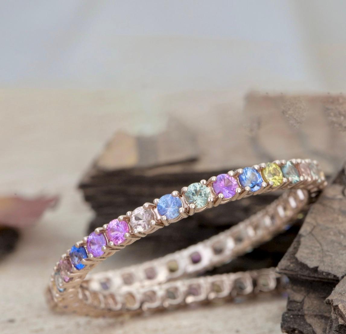 Natural Burmese Sapphire Tennis Bracelet Gold For Sale 4