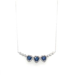 Natural sapphire with Diamond 18 Kt white gold necklace