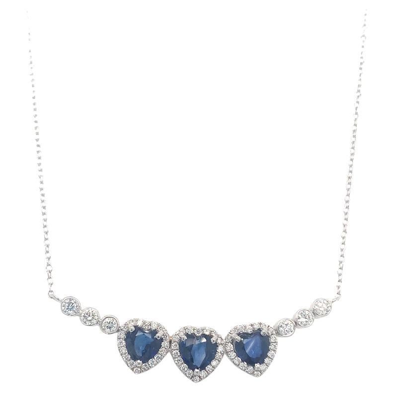 Natural sapphire with Diamond 18 Kt white gold necklace For Sale