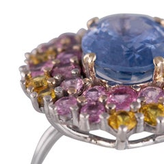 Natural Sapphires 14.6 Carat 18 Karat Gold Ring