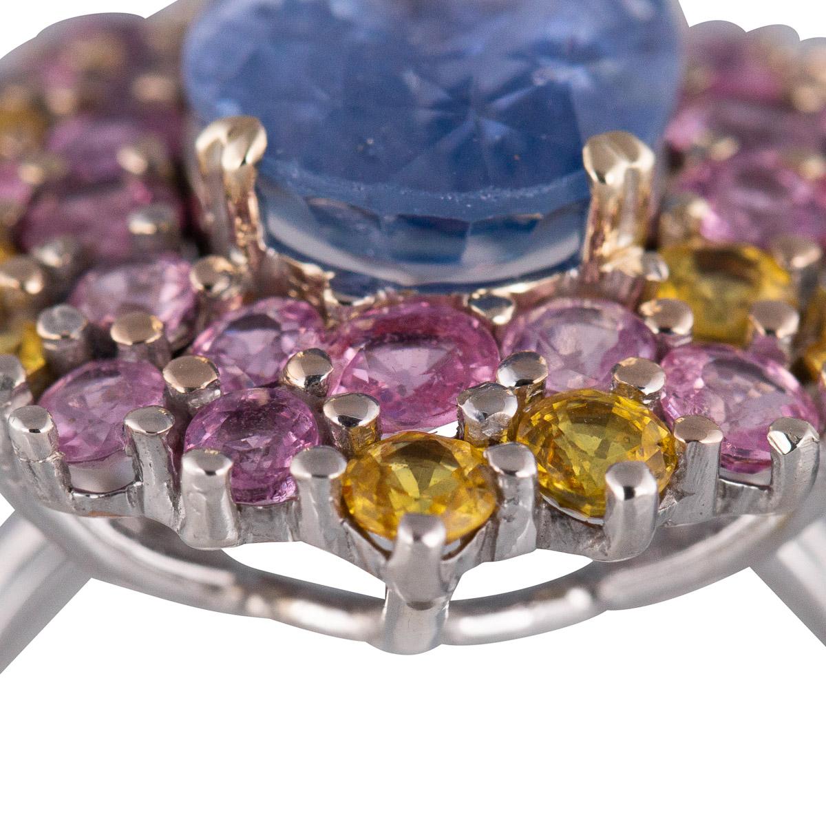 Oval Cut Natural Sapphires 14.6 Carat 18 Karat Gold Ring For Sale