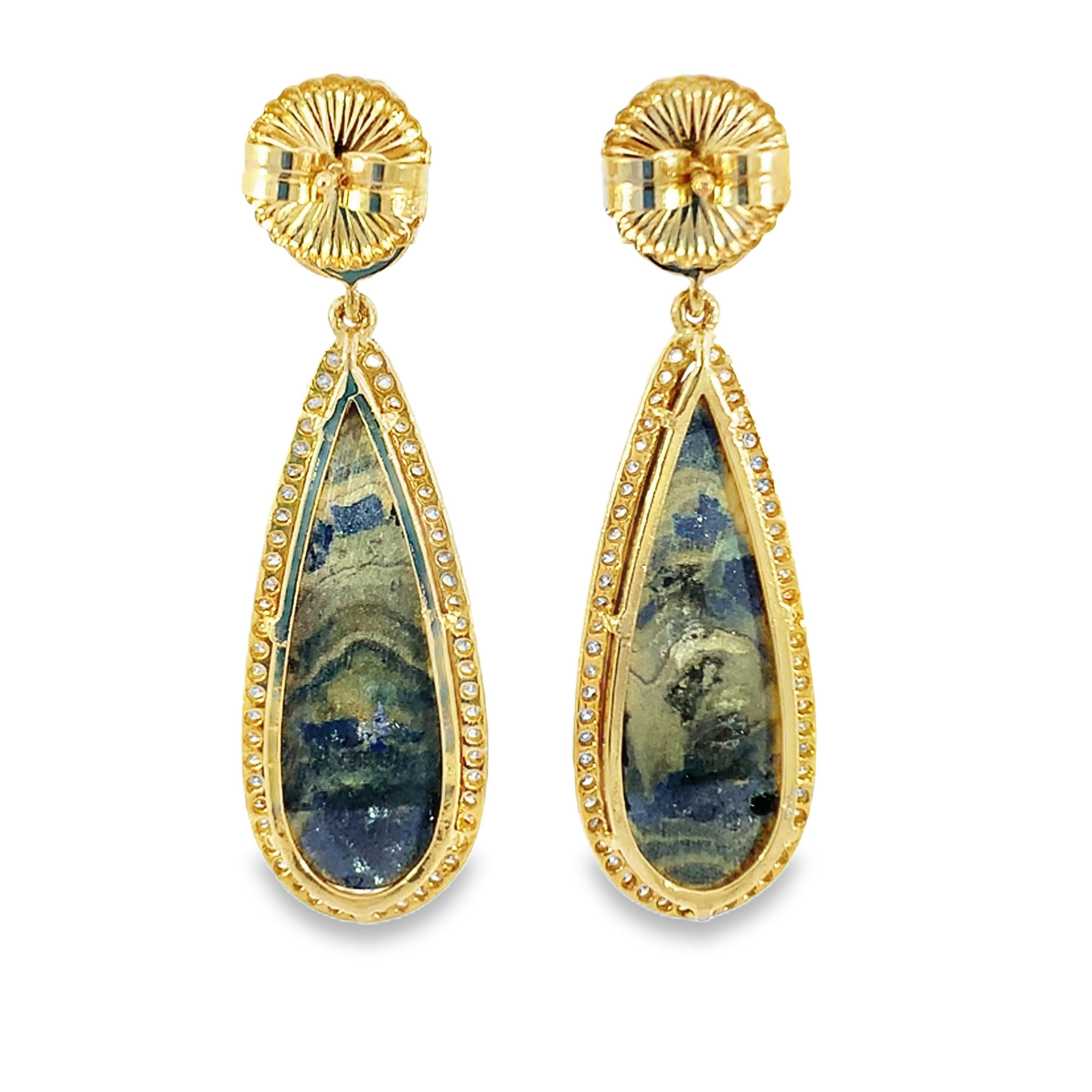 Orecchini con diamanti e schalenblenda naturale In condizioni Nuovo in vendita a New York, NY