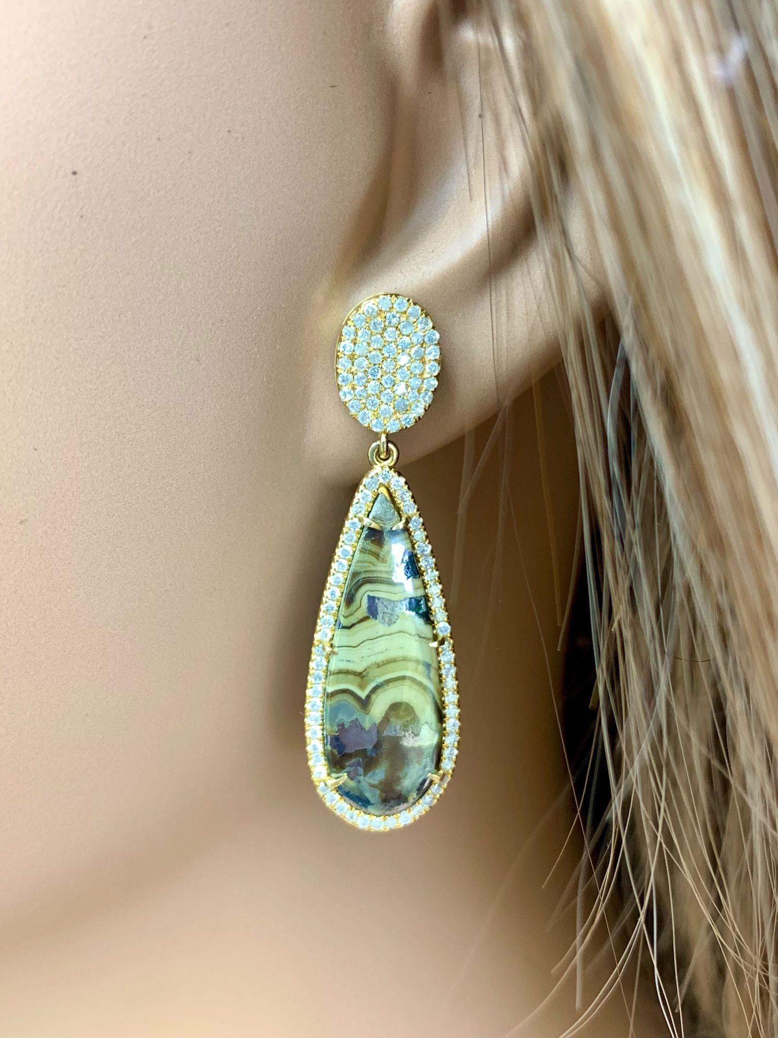 Orecchini con diamanti e schalenblenda naturale in vendita 2