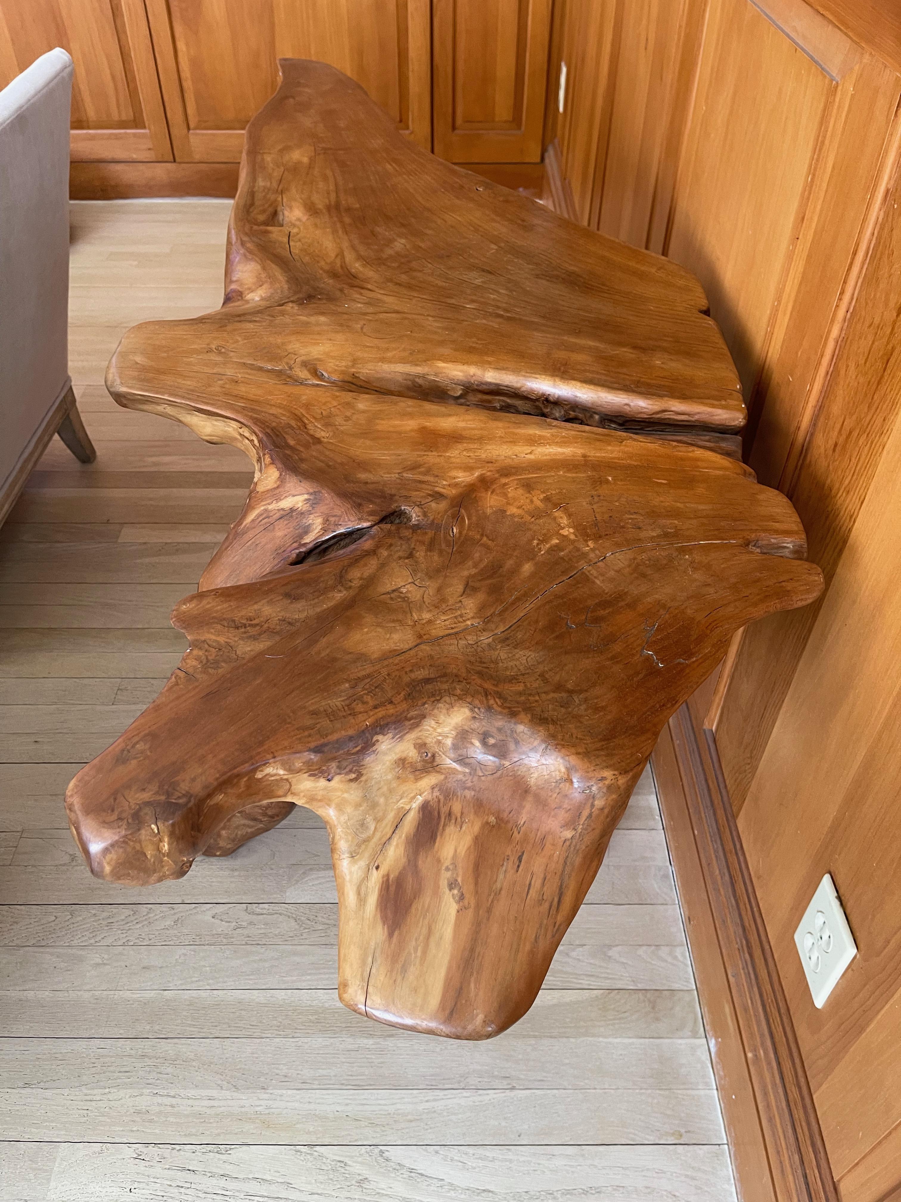 20ième siècle Table de racine sculpturale en bois rouge de Californie en vente