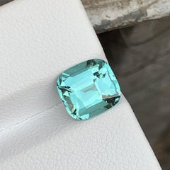 Gema de turmalina natural de color azul espuma de mar, talla cojín, para anillos, 8 mm