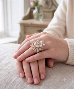 Natural Semi Precious & Diamond Ring in 14K Gold, India, 29.31ct