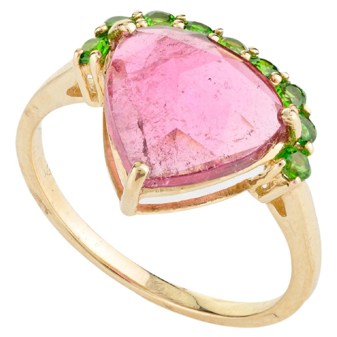 For Sale:  Natural Semi Precious Multi Gemstone Wedding Ring in 14k Solid Yellow Gold