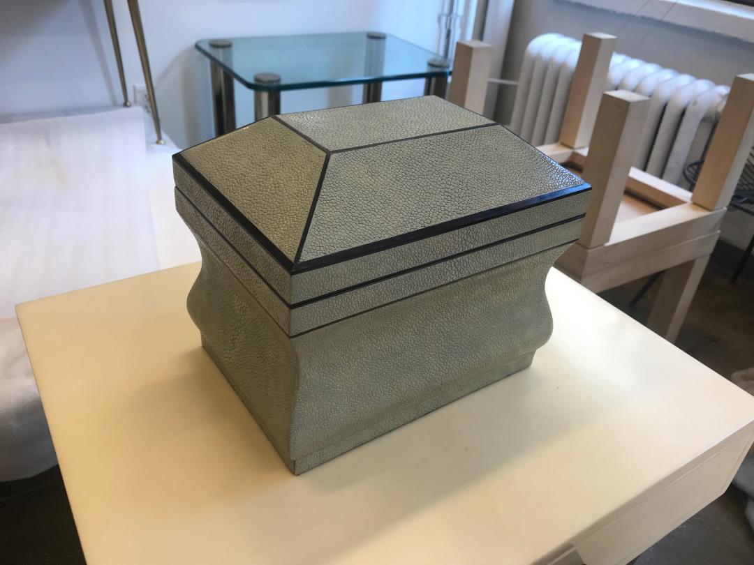 Natural Shagreen Box Karl Springer Style In New Condition For Sale In New York, NY