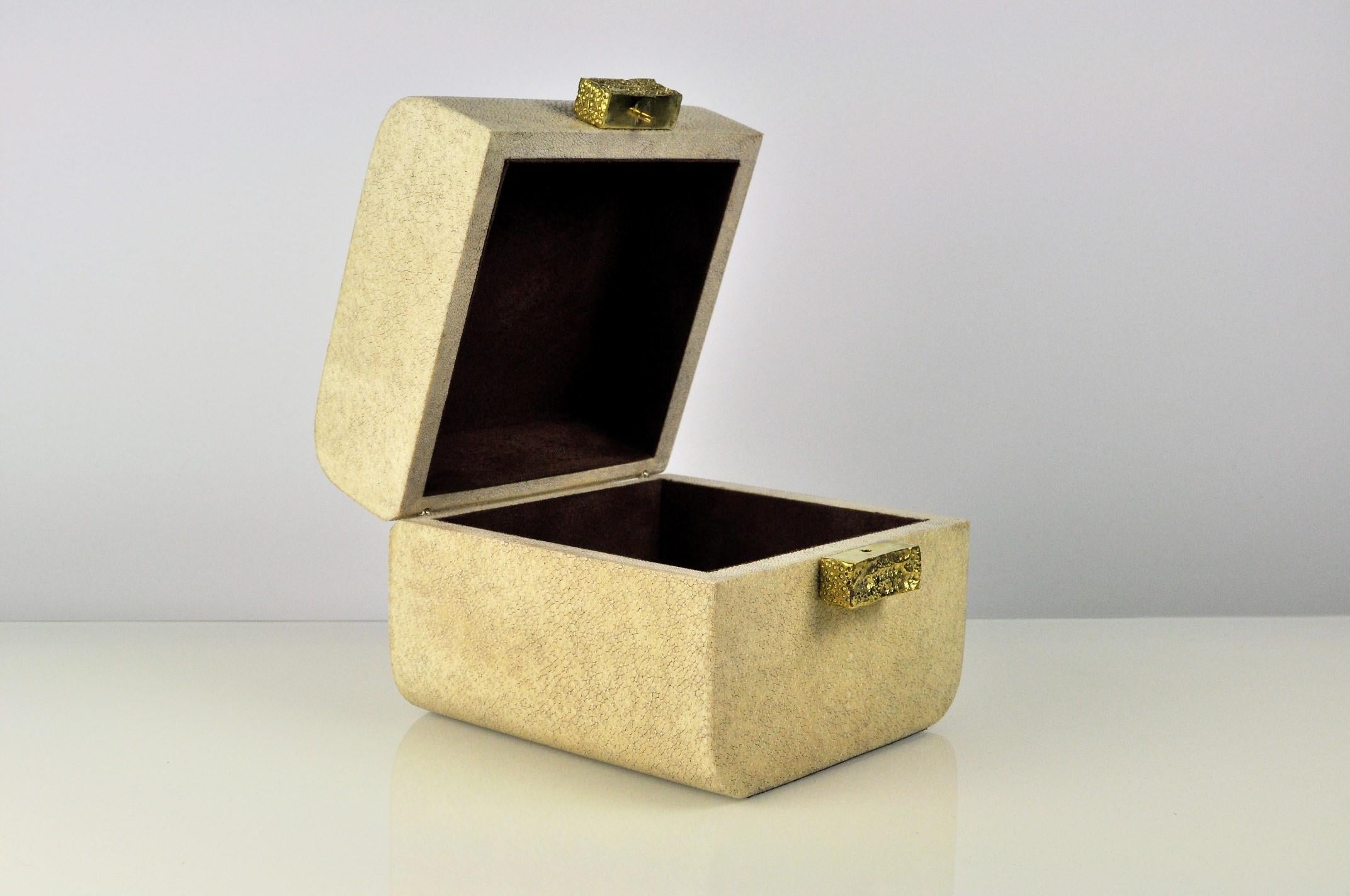 Art Deco Shagreen Box with Cast Brass Handle by Ginger Brown