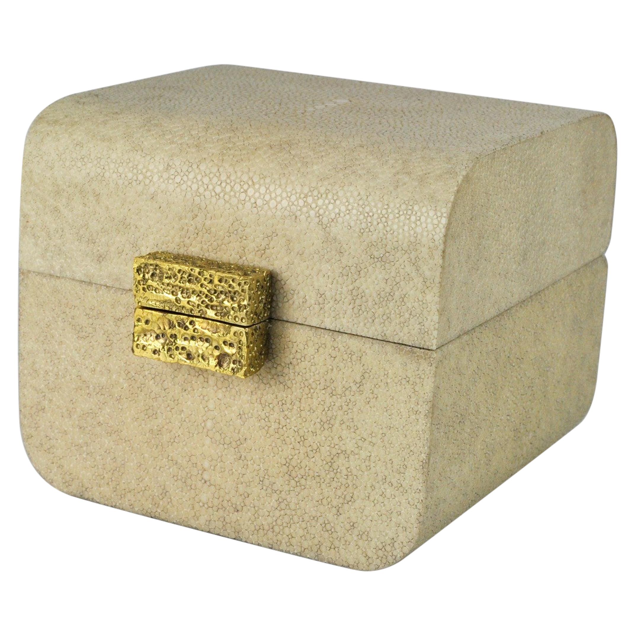 Shagreen Box with Cast Brass Handle by Ginger Brown