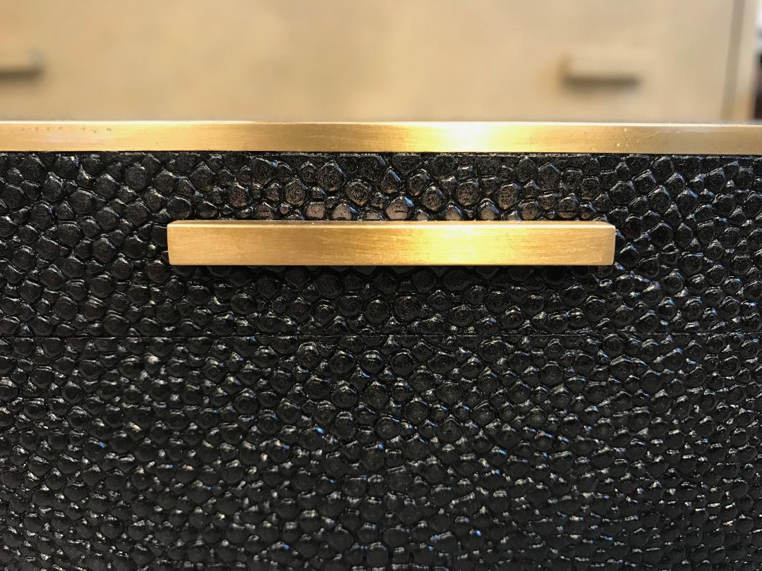 Natural Shagreen Stingray Skin and Brass Inlay 6