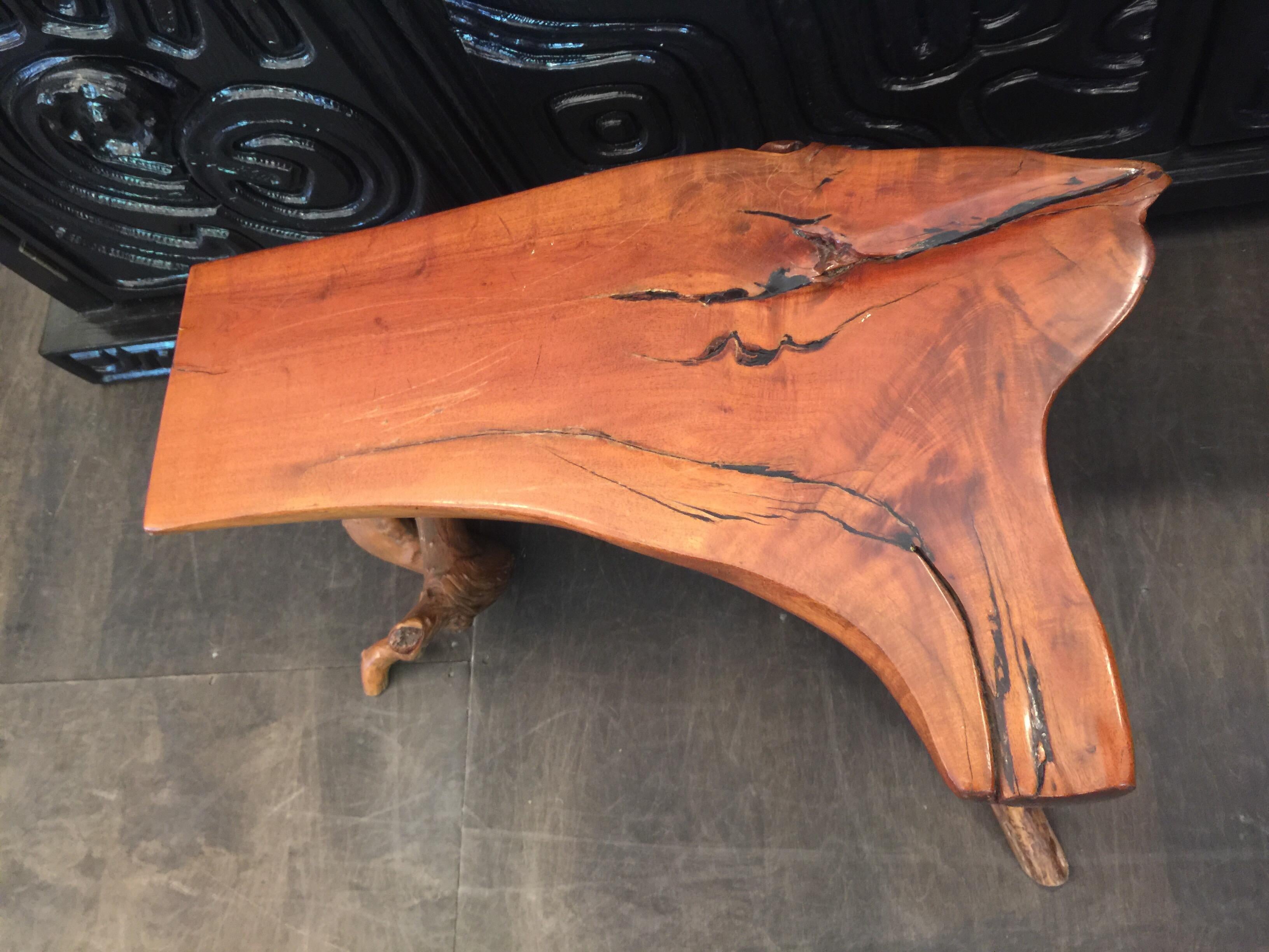 Mid-Century Modern natural shape varnished wood specimen root coffee table- with a Nakashima influence.
  
